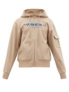 Matchesfashion.com Ader Error X Maison Kitsun - Logo Zip Through Cotton Blend Hooded Sweatshirt - Mens - Beige