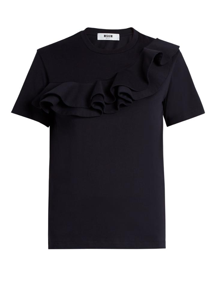 Msgm Cotton-jersey Ruffled Top