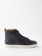 Christian Louboutin - Louis Grained-leather High-top Trainers - Mens - Blue Navy