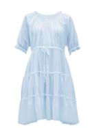 Matchesfashion.com Loup Charmant - Kassos Ruffled Cotton Poplin Midi Dress - Womens - Light Blue