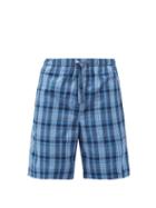 Matchesfashion.com Derek Rose - Barker Checked Cotton Shorts - Mens - Blue Multi