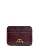 Matchesfashion.com Balenciaga - Bb-plaque Crocodile-effect Leather Cardholder - Womens - Burgundy