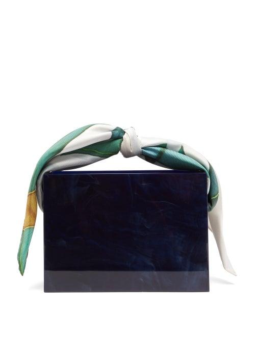 Matchesfashion.com Montunas - Guaria Mini Leaf Print Box Bag - Womens - Navy