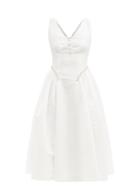 Ladies Rtw Self-portrait - Faux-pearl Embellished Taffeta Midi Dress - Womens - White