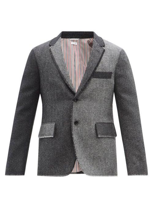 Mens Rtw Thom Browne - Single-breasted Two-tone Wool Blazer - Mens - Grey