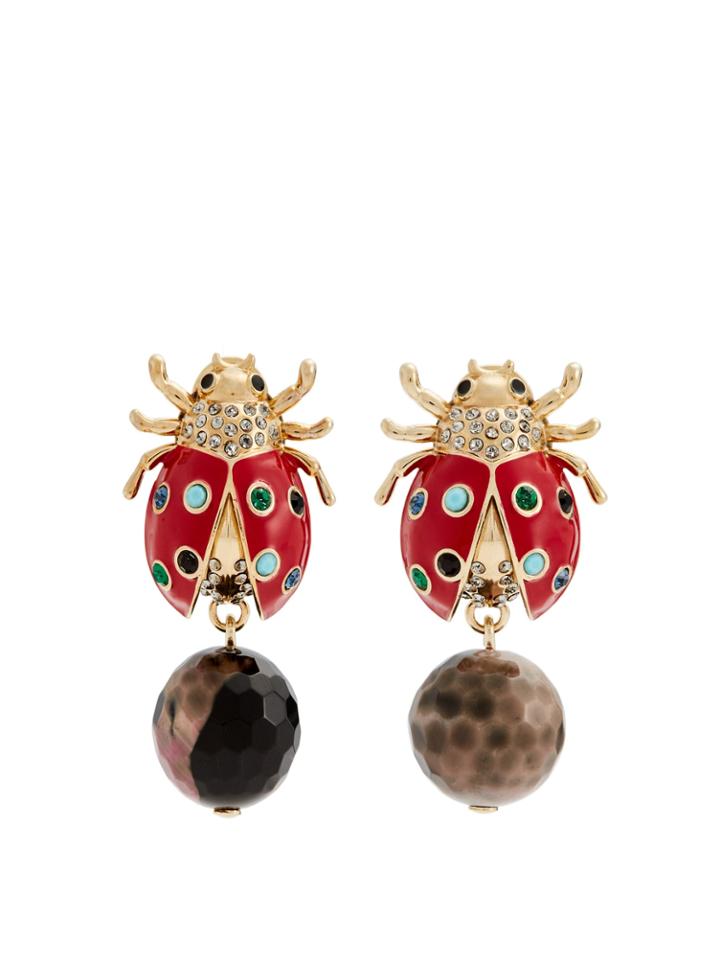 Etro Crystal-embellished Brass Ladybird Drop Earrings