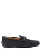Matchesfashion.com Tod's - T-logo Suede Loafers - Mens - Navy