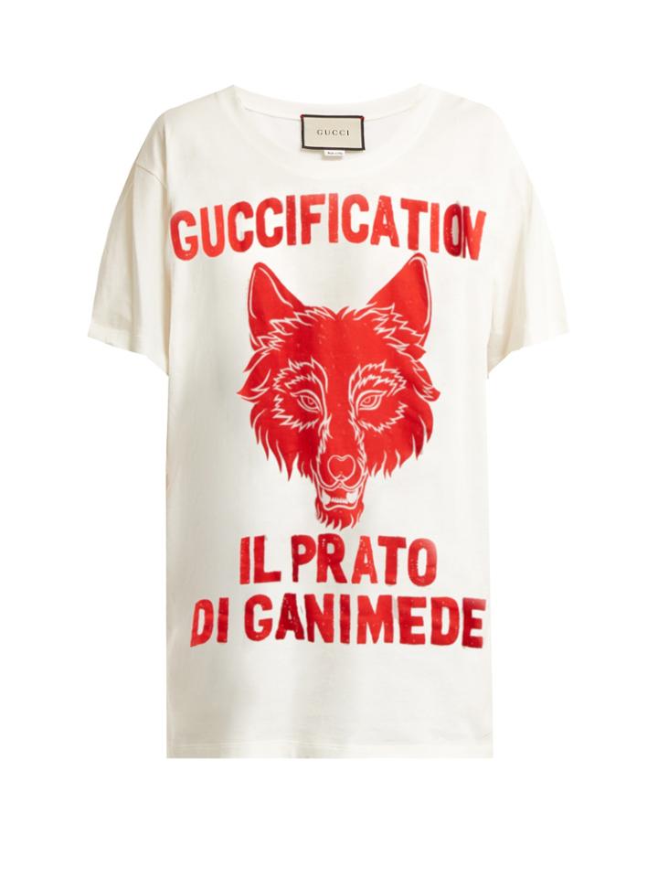Gucci Wolf-print Cotton-jersey T-shirt