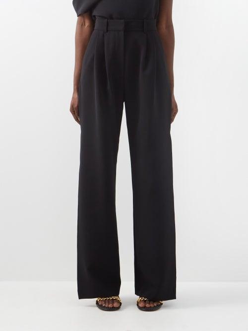 A.w.a.k.e. Mode - Side-slit Crepe Wide-leg Trousers - Womens - Black