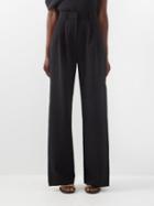 A.w.a.k.e. Mode - Side-slit Crepe Wide-leg Trousers - Womens - Black