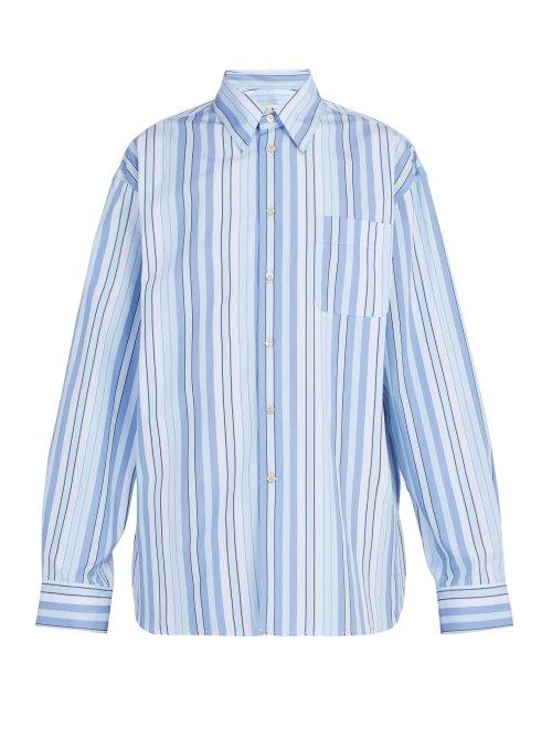 Matchesfashion.com Marni - Striped Cotton Shirt - Mens - Light Blue