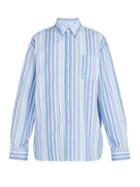 Matchesfashion.com Marni - Striped Cotton Shirt - Mens - Light Blue