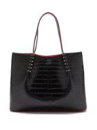 Matchesfashion.com Christian Louboutin - Cabarock Large Crocodile-effect Leather Tote Bag - Womens - Black