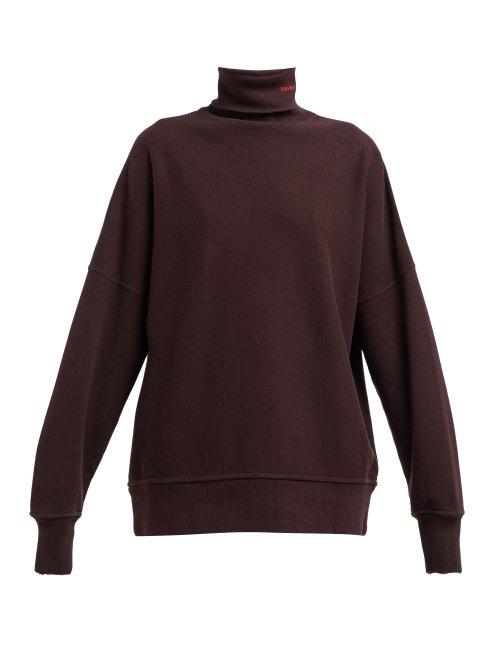 Matchesfashion.com Calvin Klein 205w39nyc - Distressed Trim Cotton Jersey Roll Neck Sweatshirt - Womens - Brown