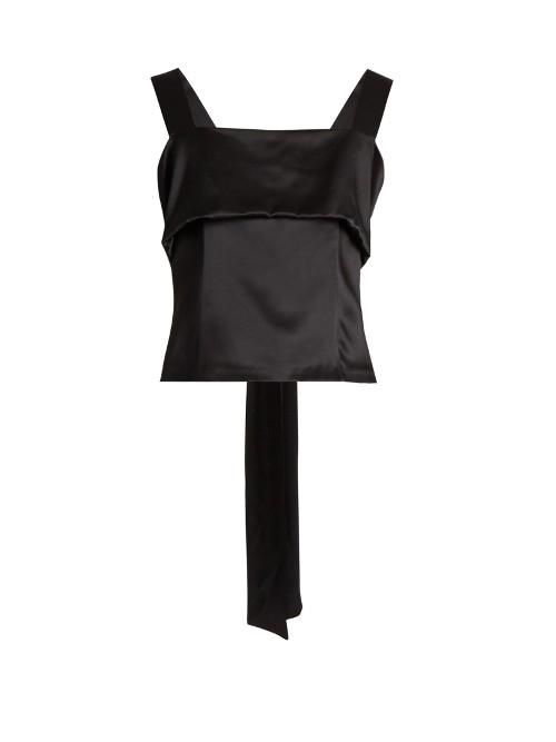 Adam Lippes Sleeveless Bow Silk-charmeuse Top