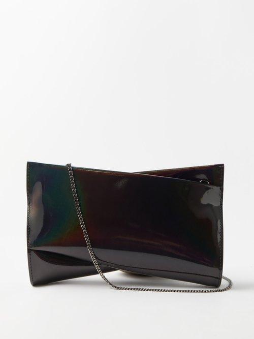 Christian Louboutin - Loubitwist Iridescent Leather Clutch Bag - Womens - Black