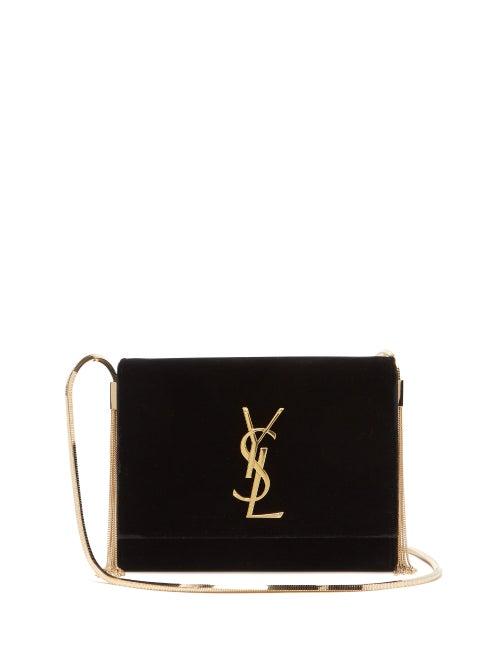 Matchesfashion.com Saint Laurent - Kate Small Velvet Shoulder Bag - Womens - Black