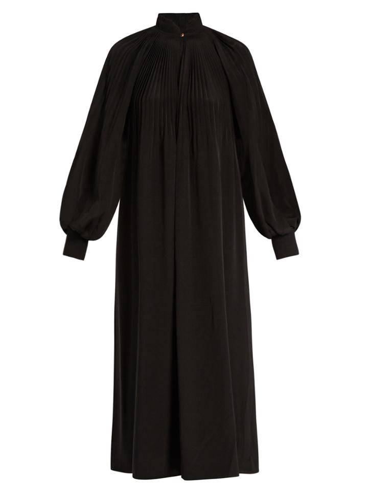 Tibi Pleated Silk Crepe De Chine Maxi Dress