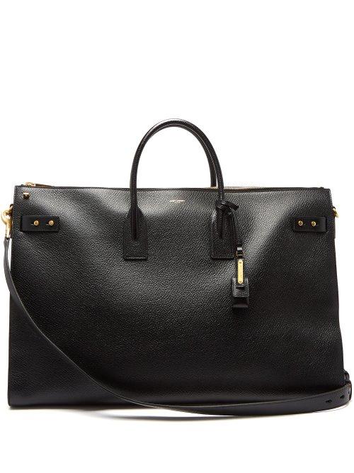 Matchesfashion.com Saint Laurent - Grained Leather Holdall - Mens - Black
