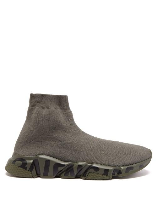Balenciaga - Speed Graffiti-logo Trainers - Mens - Khaki