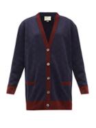 Matchesfashion.com Gucci - Gg-jacquard Wool-blend Cardigan - Womens - Blue Multi