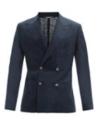 Matchesfashion.com Dolce & Gabbana - Logo-embroidered Linen-fresco Blazer - Mens - Navy
