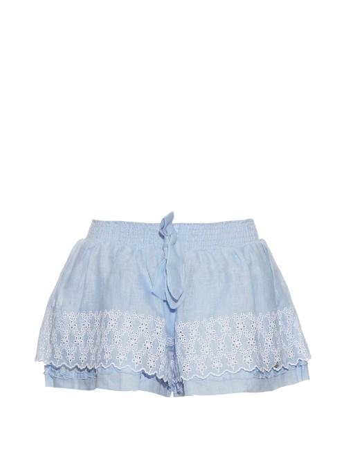 Emamò Frill Broderie-anglaise Linen Shorts