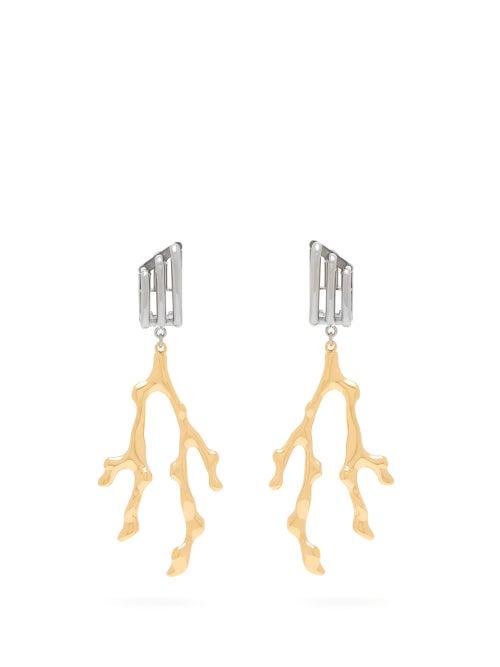 Matchesfashion.com Chlo - Coral Drop Clip Earrings - Womens - Gold