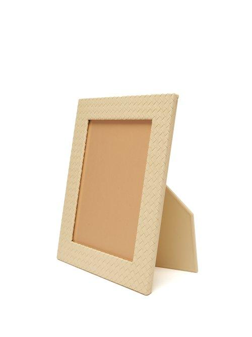 Matchesfashion.com Bottega Veneta - Intrecciato Leather Photo Frame - Cream