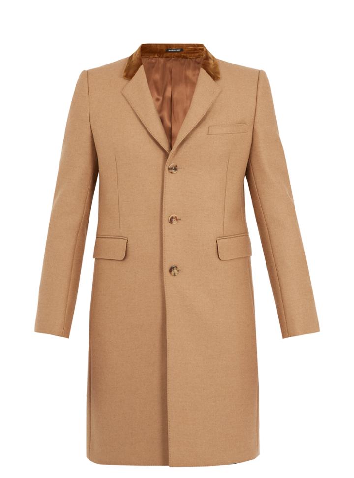 Alexander Mcqueen Contrast-collar Camel-hair Twill Coat