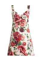 Dolce & Gabbana Peony And Rose-print Brocade Mini Dress