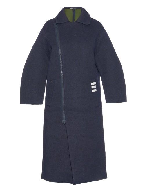 Y-3 Contrast-striped Wool-blend Coat