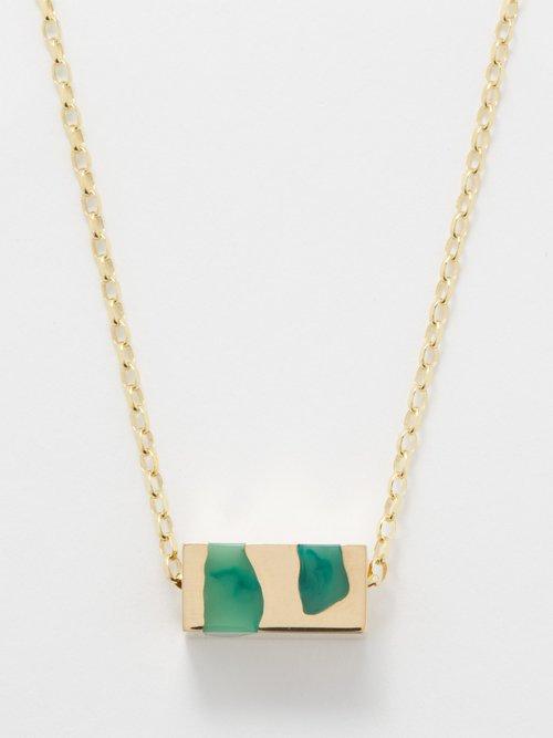 Ellie Mercer - Resin & 9kt Gold Necklace - Mens - Green
