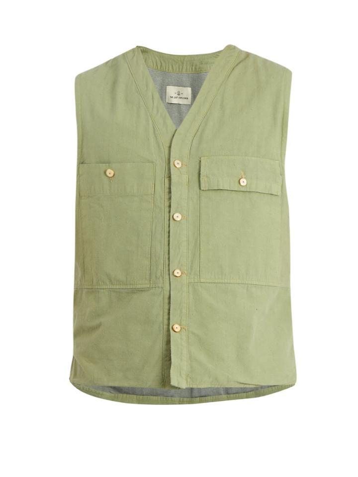 The Lost Explorer Agouti Patch-pocket Cotton Gilet