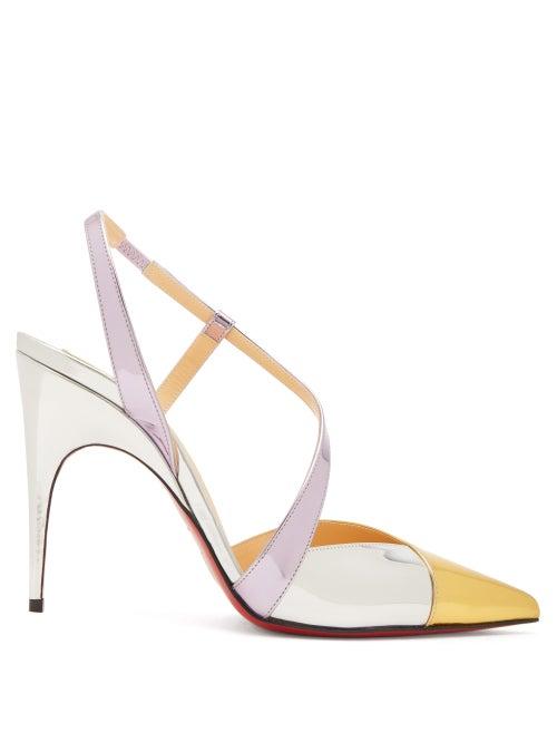 Matchesfashion.com Christian Louboutin - Platina 85 Slingback Leather Pumps - Womens - Gold Multi