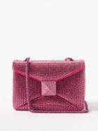 Valentino Garavani - One Stud Crystal-embellished Leather Shoulder Bag - Womens - Fuchsia