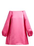 Matchesfashion.com Sara Battaglia - Off The Shoulder Duchess Satin Mini Dress - Womens - Pink