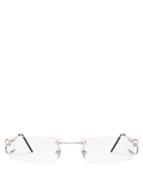 Matchesfashion.com Cartier Eyewear - Rimless Rectangular Titanium Glasses - Mens - Silver