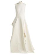 Matchesfashion.com Maison Rabih Kayrouz - Layered Cotton And Virgin Wool Blend Gown - Womens - White