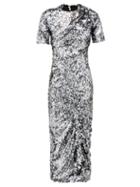Matchesfashion.com Preen By Thornton Bregazzi - Sophia Sequinned Ruched Front Midi Dress - Womens - Dark Grey