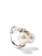 Saint Laurent - Crystal And Faux-pearl Single Earring - Womens - Pearl