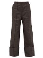 Matchesfashion.com Lemaire - Wide-leg Cotton-blend Twill Trousers - Womens - Dark Grey