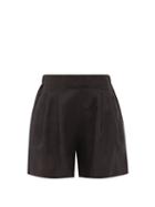 Matchesfashion.com Asceno - Zurich High-rise Organic-linen Shorts - Womens - Black