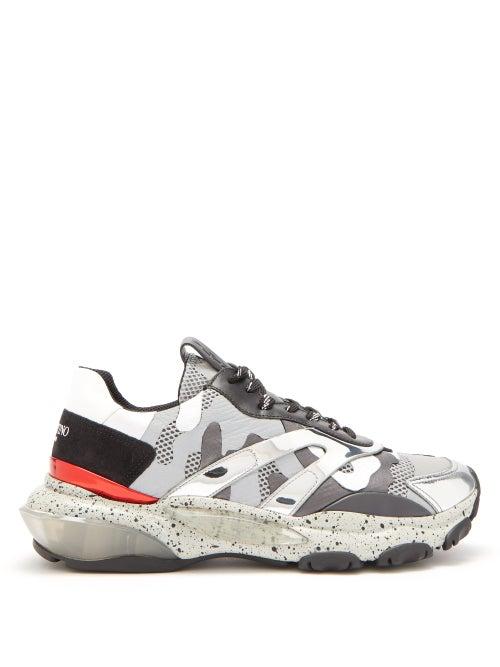 Matchesfashion.com Valentino - Bounce Camouflage Mesh Trainers - Mens - Silver Multi