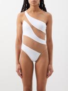 Norma Kamali - Snake Mesh Mio One-shoulder Swimsuit - Womens - White