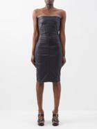 Rick Owens - Strapless Leather-blend Strapless Dress - Womens - Black