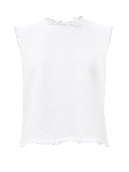 Marques'almeida - Fringed Open-back Denim Top - Womens - White