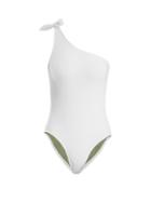 Matchesfashion.com Bower - White Horse One Shoulder Swimsuit - Womens - White