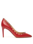 Matchesfashion.com Valentino - Rockstud Grained Leather Pumps - Womens - Red