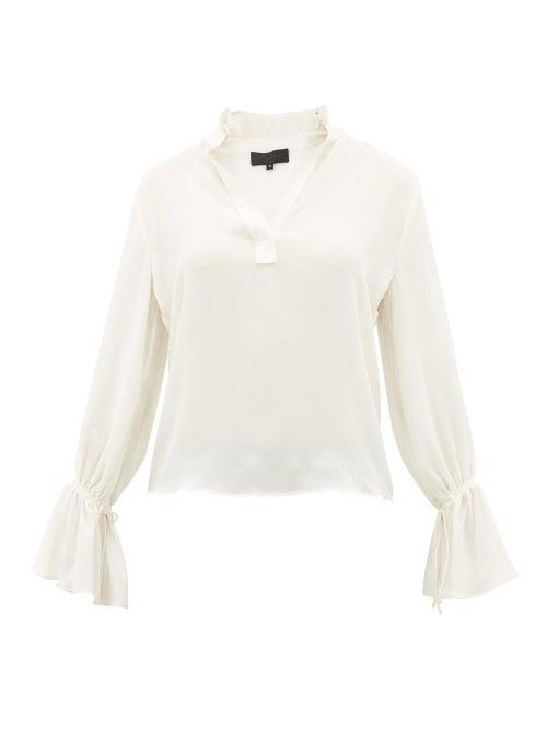 Matchesfashion.com Nili Lotan - Demi Trumpet-sleeve Silk-crepe Blouse - Womens - Ivory
